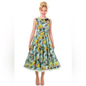 Banned Apparel Enchanting Flamingo Wanderlust Dress Size Small Rockabilly Retro